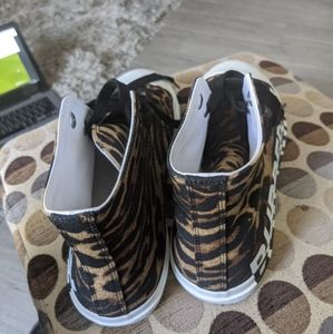 Burberry Men's Logo and Leopard Print High-top Sne